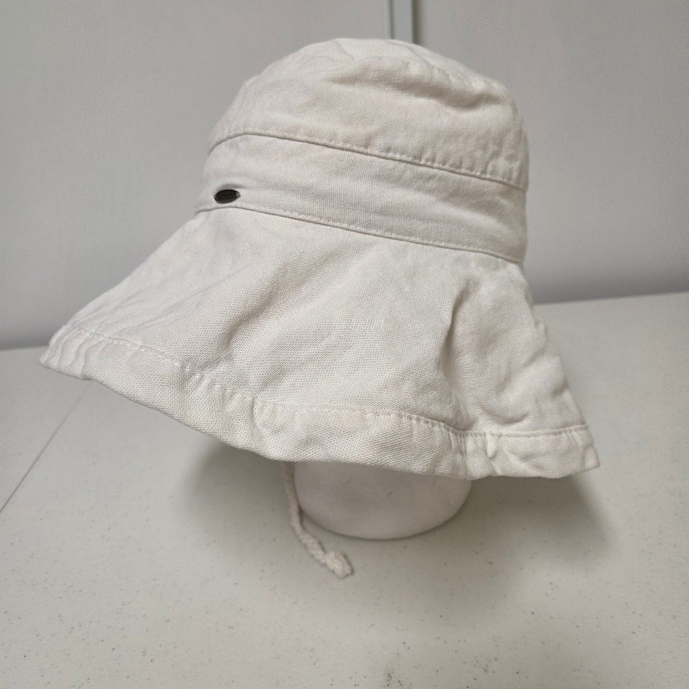 Scala Collezione Womens Wide Brim Bucket Sun Hat White Cotton Canvas Packable